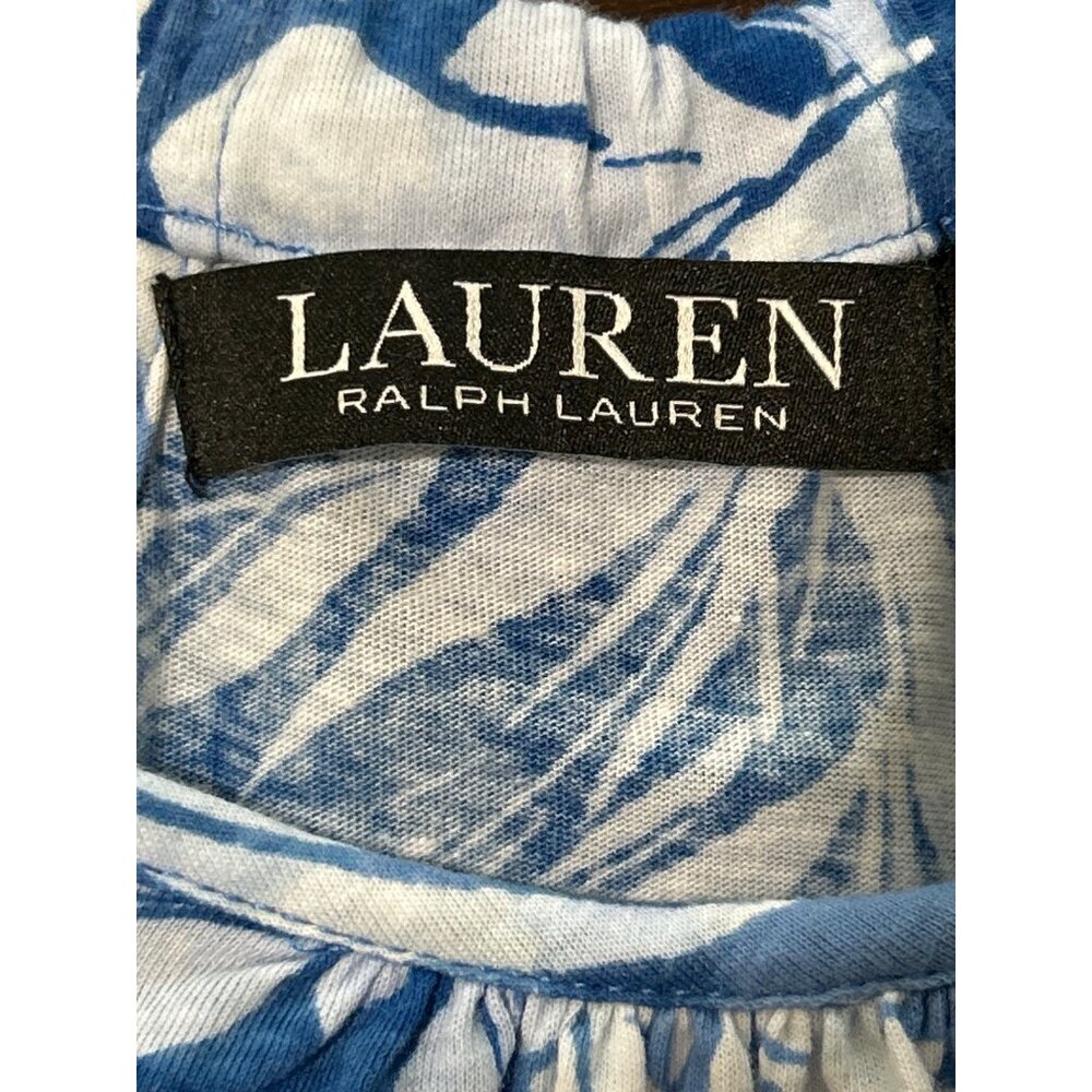 Ralph Lauren Black Label Maxi Dress Blue & White Floral Sleeveless Tropical - Picture 3 of 10